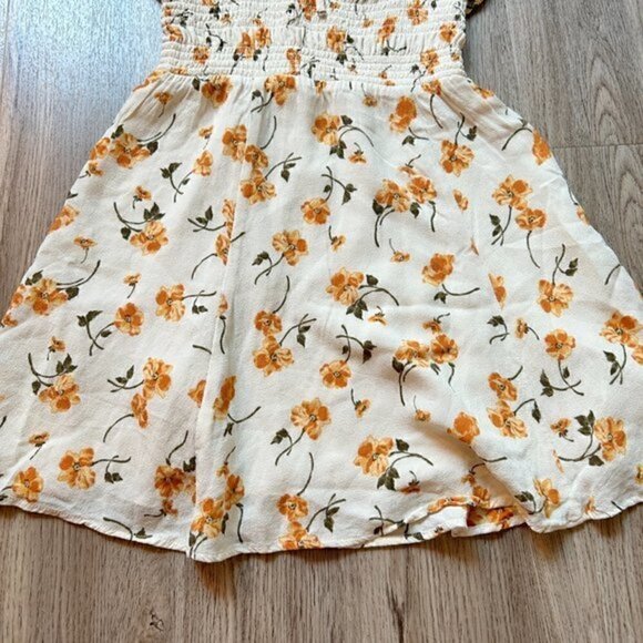 Reformation Yellow Floral Elyse Tie Front Smocked Mini Dress Size 8 NWOT - Picture 5 of 10